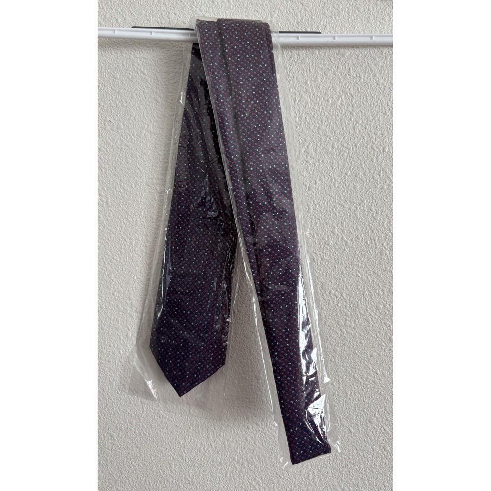 BOSS Hugo Boss Men's Silk Tie Navy Blue Red Geometric 7.5cm NWT $88